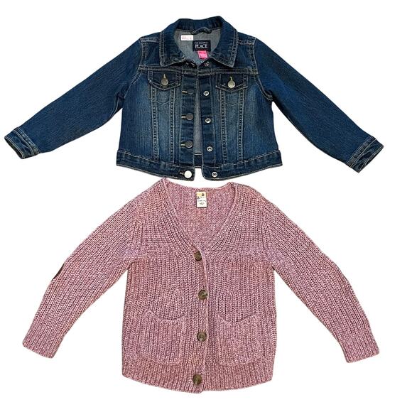 Girls Sweater Size 3T Clothing Mixed Lot of 2 Denim Jacket Toddlers Fall Casual - Picture 1 of 8